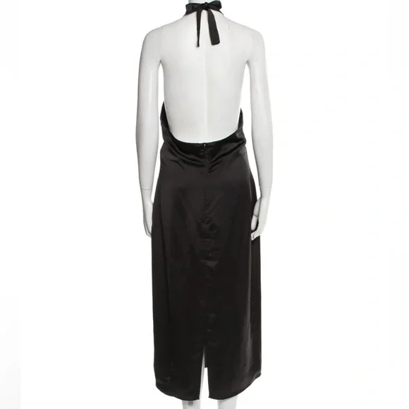 Jason Wu Black Satin Plunging Neckline Halter Midi Dress NWT -  www.jkreigsman.com